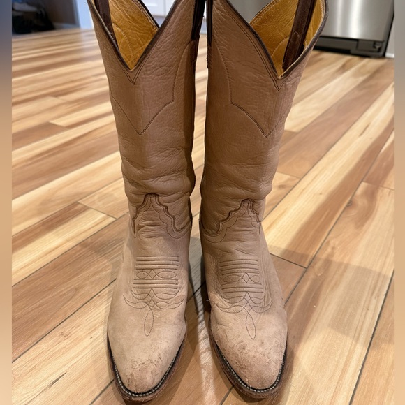 Justin Boots Shoes - 1990s Vintage Justin Buckskin Cowboy Boots - Women’s 7